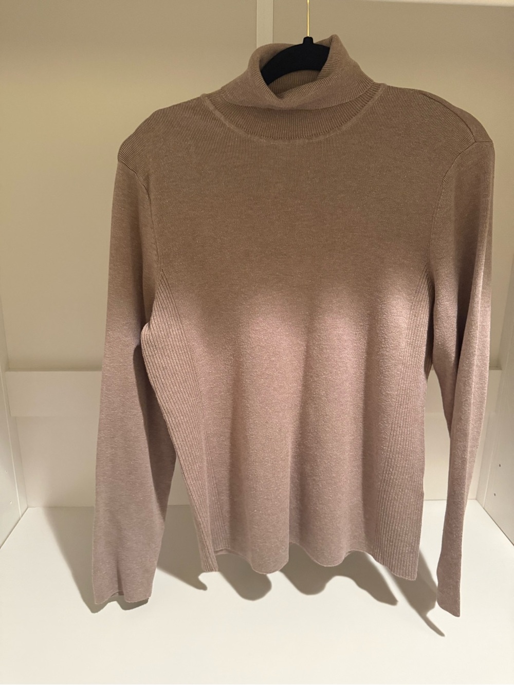 Chico's Ribbed Knit Turtleneck Sweater in Tan